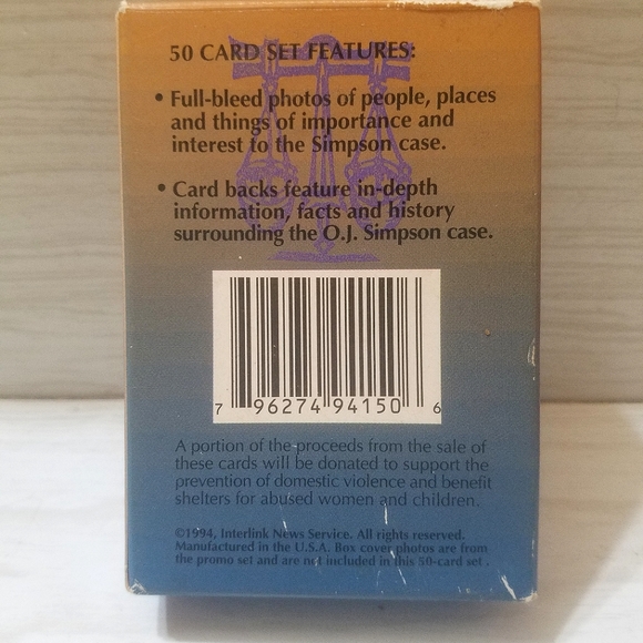 Vintage 1994 In Pursuit Of Justice "The Simpson Case" 50 Card Set - Picture 2 of 5